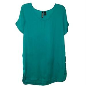 Fun & Flirt Teal Sheer Tunic Blouse